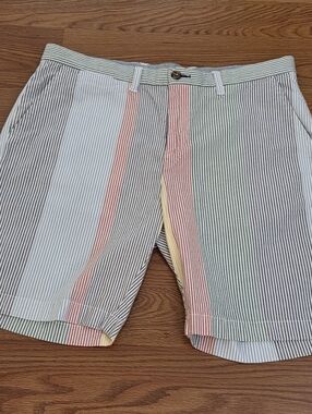 Tommy Hilfiger Mens W34 Seersucker Patchwork Rainbow Striped Shorts Walk Preppy